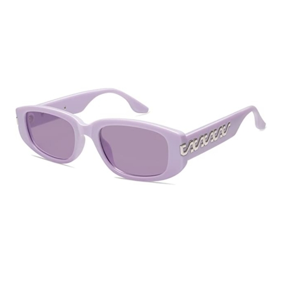 New Purple Classics Rectangle Sunglasses Womens Mens Retro Vintage - Picture 4 of 4